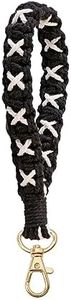 Fuqimanman2020 Handmade Boho Macrame Keychain Soft Macrame Wristlet Keychain Bracelet Keyring Holder Wrist Lanyard For Women, Black, Small