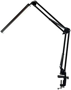 Gominimo LED Swing Arm Desk Lamp with Clamp, 360° Flexible Gooseneck, 3 Color Modes with 10 Brightness Level, Eye-Friendly LED, 12W, Dimmable USB Office Light with Wide Clip Clamping (Black)