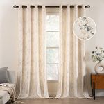 MIULEE Creamy White Velvet Curtains 84 Inches Long Soft Luxury Metallic Bedroom Living Room Curtains Elegant Glitter Room Darkening Thermal Insulated Grommet Window Drapes, 2 Panels