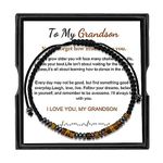 Morse Code Bracelet-To My Grandson, Men's Adjustable Personalized Inspirational Bracelets (Tiger Eye Stone, To Grandson)