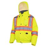 Pioneer V1150260-L Winter Quilted Safety Bomber Jacket-Waterproof, Yellow-Green, L