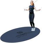 JUJOMAT Jump Rope Mat Outdoor Indoor 63"x31" Non Slip Workout Exercise Mat, Shock Absorbing Jump Rope Pad for Crossrope, Oval Jumping Rope Mat for Concrete Home Blue