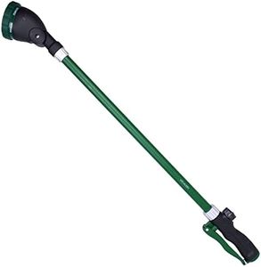 H2O WORKS Heavy Duty 28 Inch Watering Wand with Pivoting Head, Adjustable Garden Hose Water Sprayer Wand with Ergonomic Handle, Spray 6 Watering Patterns, Perfect for Watering Seedling Beds, Flowers