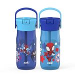 Zak Designs Harmony Marvel Spider-Man Water Bottle for Travel or At Home, 18oz Recycled Plastic is Leak-Proof When Closed with Straw Lid and Carry Handle, 2-Pack (Spidey and His Amazing Friends)