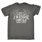 Funny Novelty This is What an Awesome Uncle Looks Like (M - Charcoal) New Premium Men's T-Shirt Slogan Clothing Joke Vintage Retro t Shirt top Girl boy Men Women Tee Tshirt Mens tees Shirts Quotes co