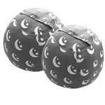 Miaowater 2 PCS Stuffed Animal Storage Bean Bag Chair Cover, Cotton Canvas Beanbag with Zipper for Organizing Kid's and Adults Room Grey Stars Moon 24"