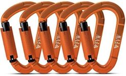 Carabiner Climbing Equipment, Pack of 5 UIAA Certified 25KN Car Locking Climbing Carabiner Clips for Hammocks, Swing, Locking Dog Lead and Harness, Camping, Hiking & Utility (Orange)