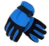 Thingimijigs Boys Ski Snowboarding Winter Gloves with Palm/Thumb Grips and Adjustable Wrist Strap - Blue 9-11 Years