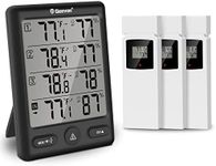 Geevon Wireless Thermometer Indoor Outdoor with 3 Remote Sensors, Thermometer Hygrometer Humidity Digital, Temperature and Humidity Meter with 200FT/60M Range (Black)