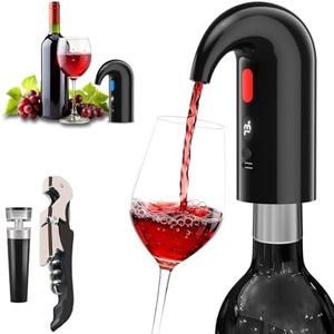 Electric Wine Aerator & Decanter Pump – Quiet Dual-Pump Aeration, Measured Pouring, Temp Display & USB Rechargeable System – Professional Wine Tool for Home Bars (Black)