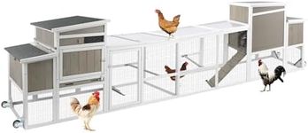 Ketive Wooden Chicken Coop Cage Outdoor Indoor Hen House with Nesting Box, Waterproof Roof, Removable Tray for Poultry Pets Enclosure Garden Backyard Grey (Grey, 157.4" L x 23.6" W x 38.6" H)