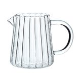 CHOOLD Elegant Wave Shaped Crystal Glass Creamer Coffee Milk Creamer Pitcher/Serving Pitcher/Sauce Pitcher/Milk Creamer Jug for Kitchen 8.5 oz