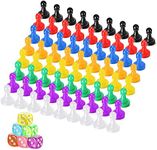 78 Pieces Multicolor Board Game Pieces Include 72 Pieces Multicolor Plastic Pawn Chess Pieces 6 Pieces Plastic 6-Sided Game Dice Chess Game Pieces Game Dice Set for Board Game Components Table Marking