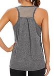 Workout Tank Tops for Women Gym Exercise Athletic Loose fit Yoga Tops Mesh Racerback Sports Shirts Grey