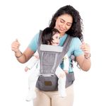 Mylo Baby Carrier Bag For Infant, 6 Comfortable Carrying Positions Premium Fabric 4 To 36 Months Max Weight 15 Kg Wider Waist Belt Ergonomic Hip Seat, Grey