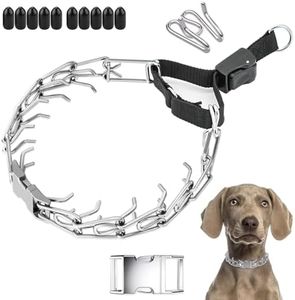 Supet Dog Prong Collar for Dogs, No Pull Pinch Collar, Adjustable Dog Training Collar with Metal Quick Release Buckle, Extra Link & Rubber Tips for Small Medium Large Dogs