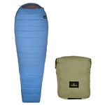 Hacer HC-700 Dras Camping Sleeping Bag with Reliance Microfiber Filling -18 to +3 Degree Winter Hiking Trekking 7.2ft for Baby, Adults Men & Women Travelling Bags (Blue & Grey, 2.3KG)