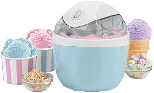 Giles & Posner EK5014GSBL Ice Cream Maker - Electric Frozen Yoghurt Sorbet Dairy Free Milk Churner, 500ml Quick Freeze Bowl, Home-Made In 30 Minutes, Detachable Paddle, Quiet Operation, Compact, Blue