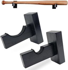 Orga'Neat Baseball Bat Display Case, Wall Mount Bat Holder Hanger, Solid Ash Tree Handmade Horizontal Bat Rack w/ Protective Soft Liner for Baseball Bat Wall Display -Black