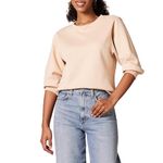 Amazon Essentials Women's French Terry Fleece Sleeve Detail Crewneck Sweatshirt, Beige, X-Large