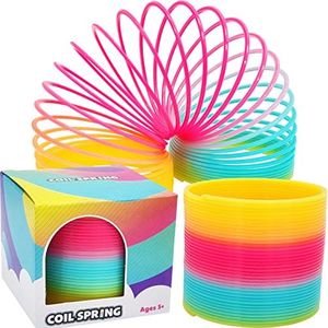 The Dreidel Company Plastic Multicolor Coil Spring, Goody Bag Fillers, Party Favor for Kids, 3" Inches (80mm) (Single)