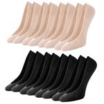 Caldodo No Show Socks women 8 Pairs, Invisible Socks for Women with Non-Slip Silicone, Ultra Low Cut Liner Socks for Loafers Flats Pumps Trainers