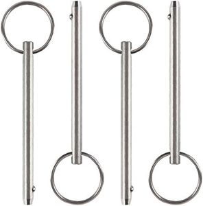 4 Pack Quick Release Pin, Diameter 1/4"(6.3mm), Total Length 3.75"(95mm), Usable Length 3"(76mm), Full 316 Stainless Steel, Bimini Top Pin, Marine Hardware