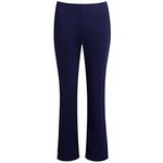 MyShoeStore Pack of 2 Ladies Bootleg Trousers Women Boot Cut High Rise Stretch Soft Finely Ribbed Pull On Nurse Carer Work Bottoms Elasticated Waist Pants Plus Big Size(Navy, 16/29)