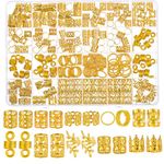 Tyqour 220Pcs Gold Hair Jewelry for Braids Adjustable Hair Cuffs Hair Charms Rings Hair Jewellery Dreadlock Braid Accessories for Hair Decorating Women Men Party Music Festival