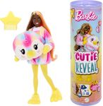 Barbie Cutie Reveal Doll & Accessories with Tie-Dyed Penguin Plush Costume & 10 Surprises Including Color Change, Color Dream Series