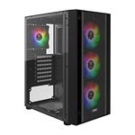 GAMDIAS ZEUS ATX Mid Tower Gaming Computer PC Case with Side Tempered Glass, 4X 120mm ARGB Case Fans and Sync with 5V RGB Motherboard and Excellent Airflow