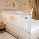 Kids Station 1 Side Premium Bed Rail Guard (6.3ft x 2.6ft / 190x80cm), Bed Railing for Baby Safety, Kids Toddler Bed Protector Side Walls, Adjustable Height, Portable & Foldable (White)