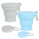 RupeeRise 2PCS Telescopic Cup with Hook, Foldable Mug for Travel and Camping, Space-Saving Bathroom Accessory for Outdoor or Daily Commute