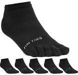 FUN TOES Women's Cotton Toe Socks-Breathable-6 PAIRS Pack-Size 9-11-Lightweight (Black)