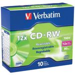 1 - 700MB 80-Minute 4x - 12x High-Speed Branded CD-RWs, 10 pk, Advanced Super-Eutectic Recording (Advanced SERL) technology enhances archivability for superior durability & reliability at higher rewrite speeds, Rewritable up to 1,000x, 95156