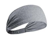 PAROPKAR Elastic Headband Sweatband & Sports Headband for Running Cycling Gym Yoga Basketball - Stretchy Moisture Wicking Unisex Hairband (Light Gery)