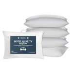 Hotel Essentials Hotel Quality Feels Like Down Anti-Allergy Pillow Pack of 4-Hypoallergenic Polycotton Cover Soft Support Pillows for Stomach Sleepers Filled with Bouncy Hollowfibre (46cm x 74cm)
