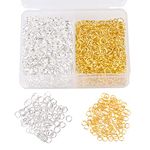 1200 Pcs Jewelry Split Rings, Stainless Steel Open Rings, 2 Colors Jump Rings, Necklace Split Rings with Plastic Box for Jewelry Making, Necklace, Bracelet DIY