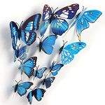 Xtore ® Plastic 3D Home Build Beautiful Butterfly with Sticking Pad (Ocean Blue) -Set of 12