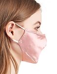 AQUENSO 100% Mulberry Silk Face Mask for Women, 3 Layers with Filter Pocket, Washable Cool Silk Mask, Breathable Face Mask with Nose Wire, Peach Pink