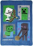 Jay Franco Minecraft Icons Blanket - Measures 62 x 90 inches, Kids Bedding Features Creeper, Enderman, Zombie, & Skeleton - Fade Resistant Super Soft Fleece (Official Minecraft Product)