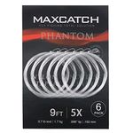 Maxcatch Fly Fishing Tapered Leader Line 6 Pack -Pre-Tied Loop- Tensile Strength- Abrasion Resistance- Low Memory 7.5ft/9ft/12ft/15ft, 0X-6X（9ft 3X(2pcs)+4X(2pcs)+5X(2pcs)）