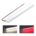 acegoo Campervan Boat 12V Under Cabinet LED Lighting Dimmable Linear Light Bar with Integral On Off Dimming Switch & Red Night Light for Kitchen Countertop, Screw Mount Hard-wired 305mm(4000K)