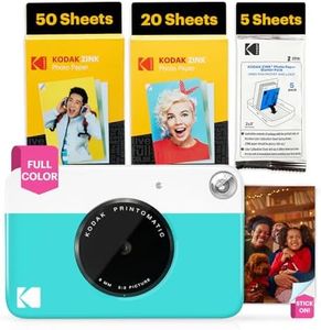 Kodak Printomatic Full-Color Instant Print Digital Camera - 75 Sheets Bundle - Prints On Zink 2x3 Sticky-Back Photo Paper - 5MP, Portable, Creative Fun Gift for Birthday, Christmas, Holiday - Blue