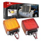 2x Truck Turn Signal Light - Trailer Pedestal light with Amber/Red 39 Square LED Fender Stud Mount Double Face Light for Peterbilt Freightliner Kenworth Mack Western Star (39 LED Double Face Light)