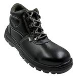 Allen Cooper 1008 Hi-Ankle Men's Safety Shoe, Size-8 UK, Black-Grey (Free Socks)