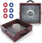 TRIUMPH SPORTS USA Premium Washer Toss Game - Includes 2 Felt-Lines Washer Boxes and Steel Washers, Brown