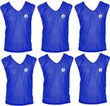 SAS Sports Training Bibs Scrimmage Vests Pennies for Soccer Set of 6 (Blue, L)