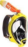 OCEAN REEF - Aria QR+ Quick Release Full Face Snorkel Mask with Snorkel - 180 Degree Underwater View and Quick Release System (S/M, Yellow).