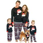 IFFEI Family Matching Pajamas Set Christmas Festival Outfits Two Pieces Santa Hat Print Sleepwear PJs Large Men